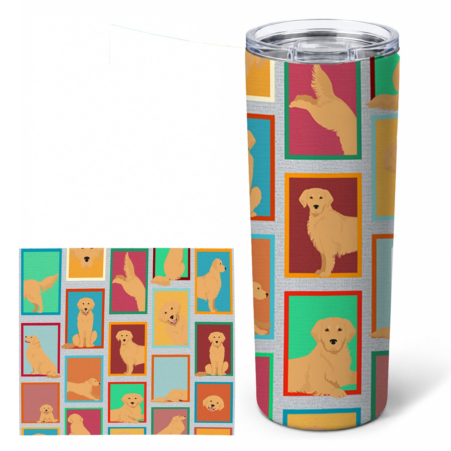 Lots of Golden Retriever Stainless Steel Skinny Tumbler 20 oz Vacuum Double Walled Reusable Insulated Travel Cup