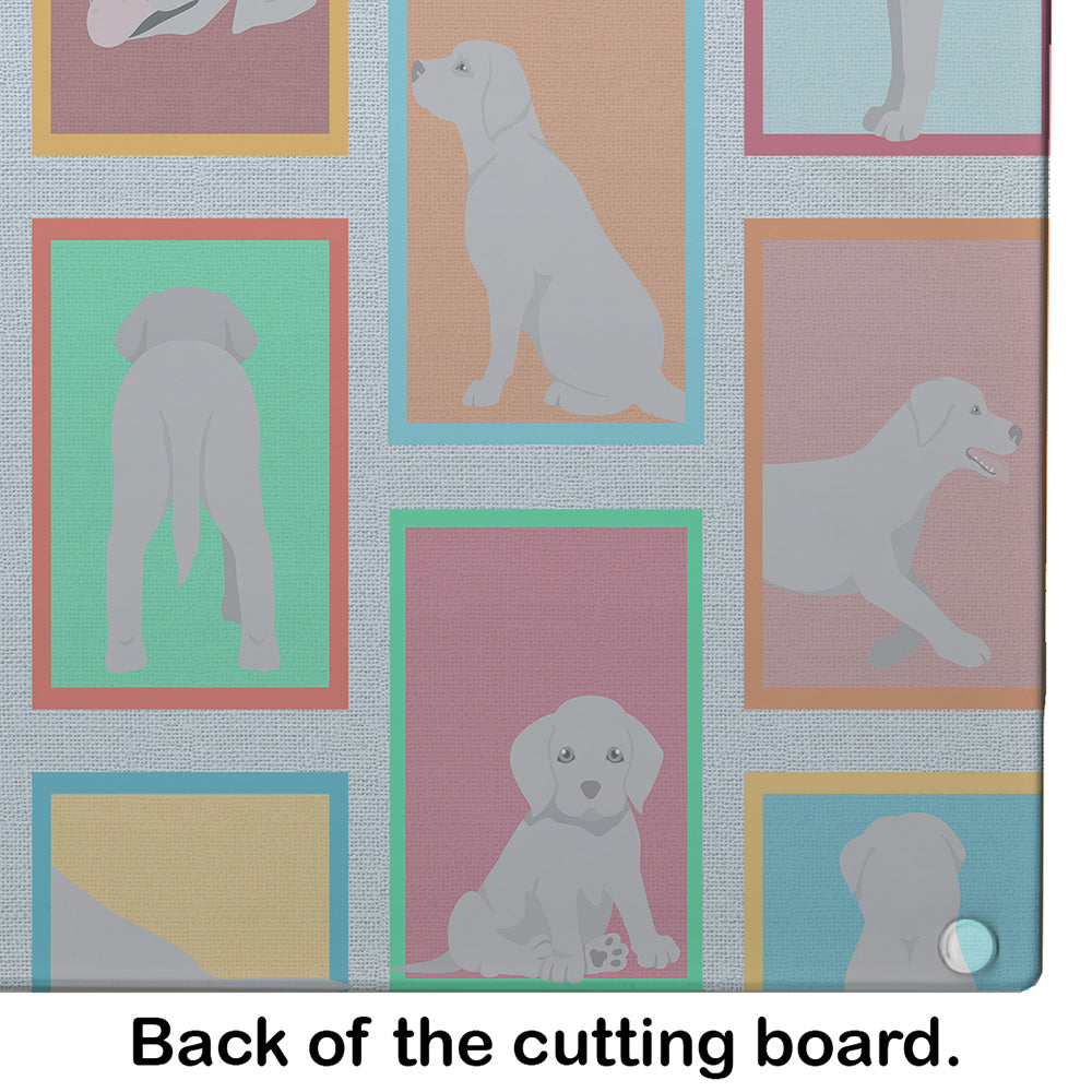 Lots of Grey Labrador Retriever Cutting Board Tempered Glass Kitchen Cutting Surface, Heat Resistant Chopping, Non-Slip Feet, Food Prep & Serving