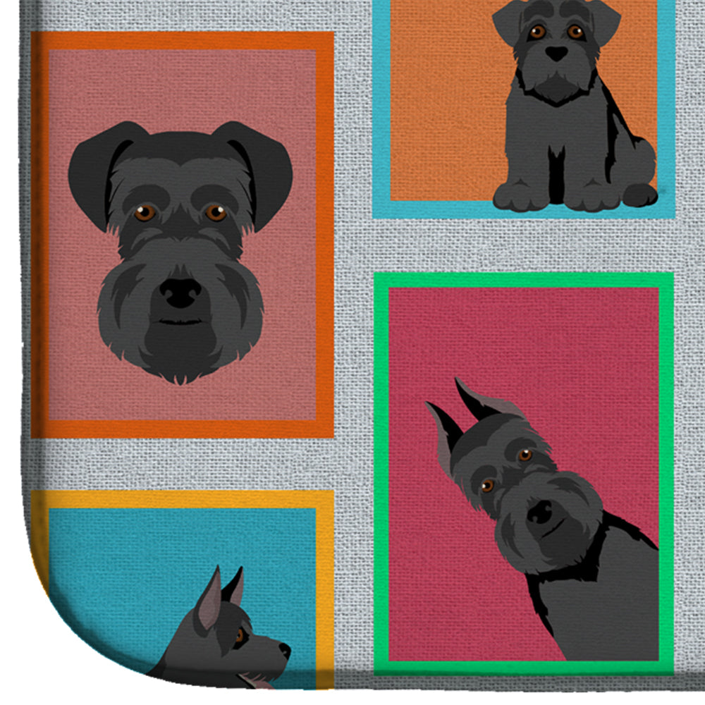 Lots of Black Schnauzer Dish Drying Mat Absorbent Dish Drying Mat Pad for Kitchen Counter Dish Drainer Mat for Countertop, 14 x 21", Multicolor