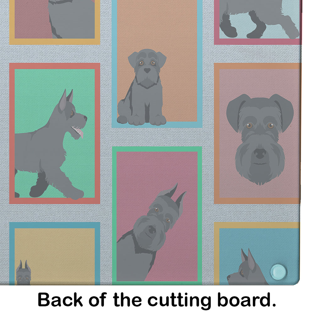 Lots of Black Schnauzer Cutting Board Tempered Glass Kitchen Cutting Surface, Heat Resistant Chopping, Non-Slip Feet, Food Prep & Serving