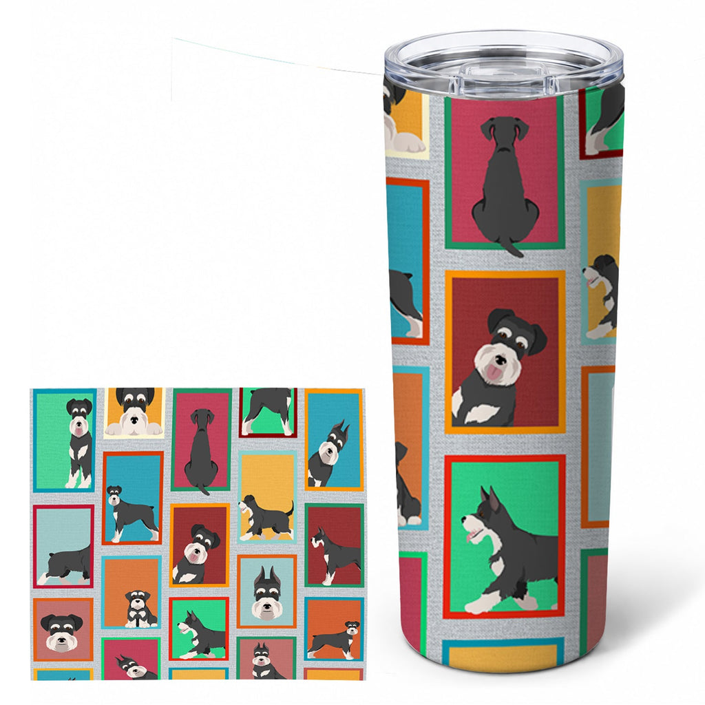 Lots of Black and Silver Schnauzer Stainless Steel Skinny Tumbler 20 oz Vacuum Double Walled Reusable Insulated Travel Cup