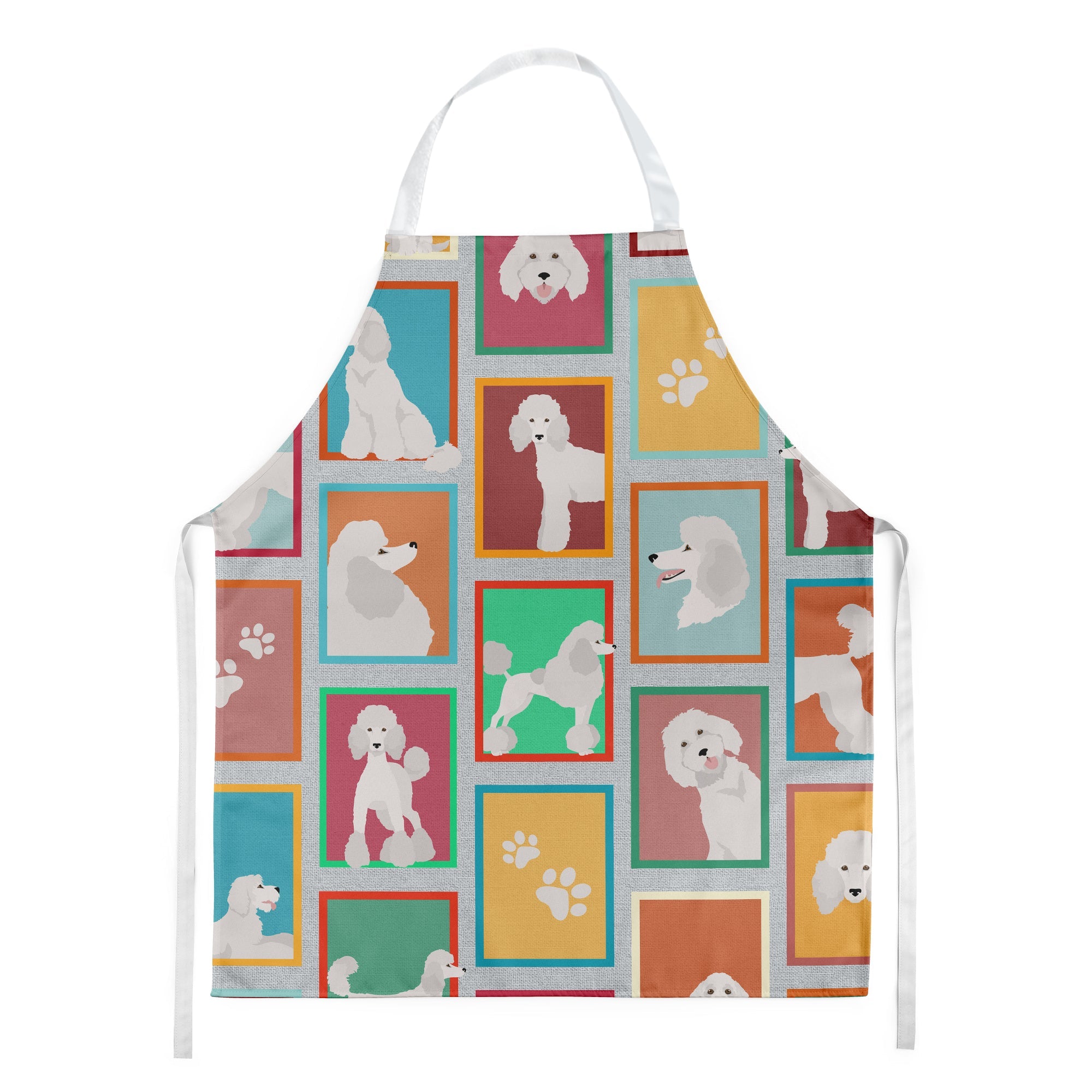 Lots of White Standard Poodle Apron Cooking Kitchen Server Baking Crafts Gardening for Adult Women Men, Unisex, Large, Multicolor