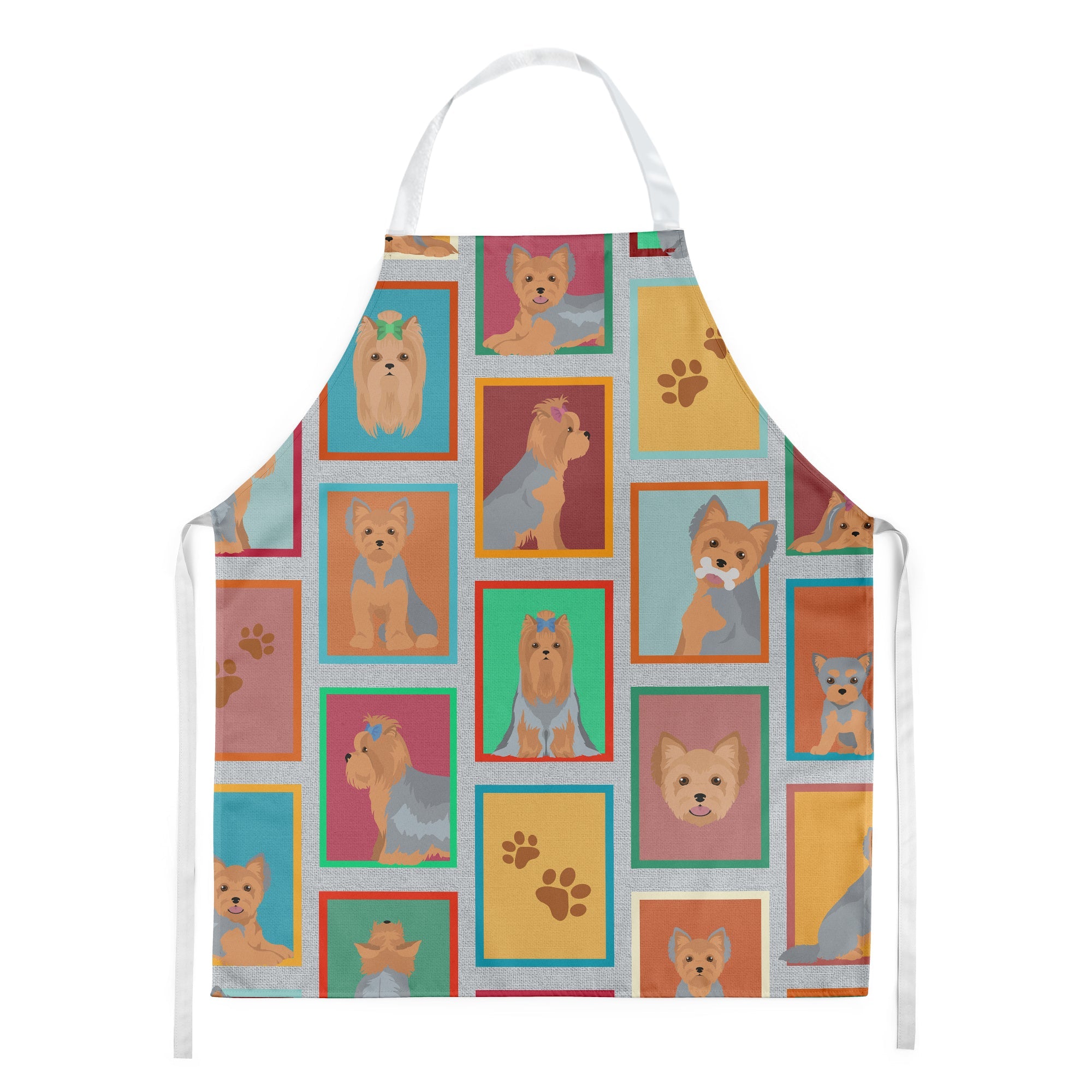 Lots of Blue and Tan Yorkie Apron Cooking Kitchen Server Baking Crafts Gardening for Adult Women Men, Unisex, Large, Multicolor