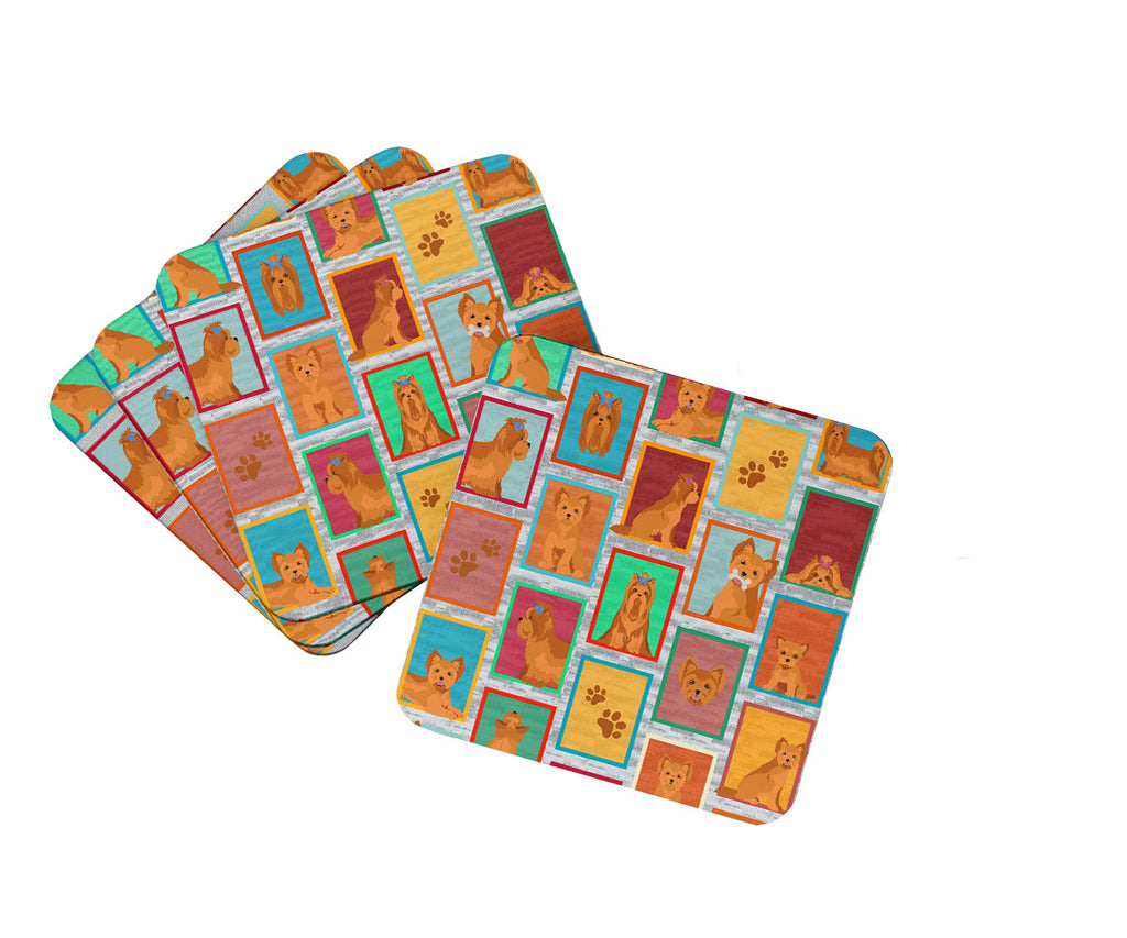 Lots of Red Yorkie Foam Coasters Set of 4 Cup Coasters for Indoor Outdoor, Tabletop Protection, Anti Slip, Mouse pad Material