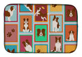 Lots of Red Border Collie Dish Drying Mat Absorbent Dish Drying Mat Pad for Kitchen Counter Dish Drainer Mat for Countertop, 14 x 21", Multicolor