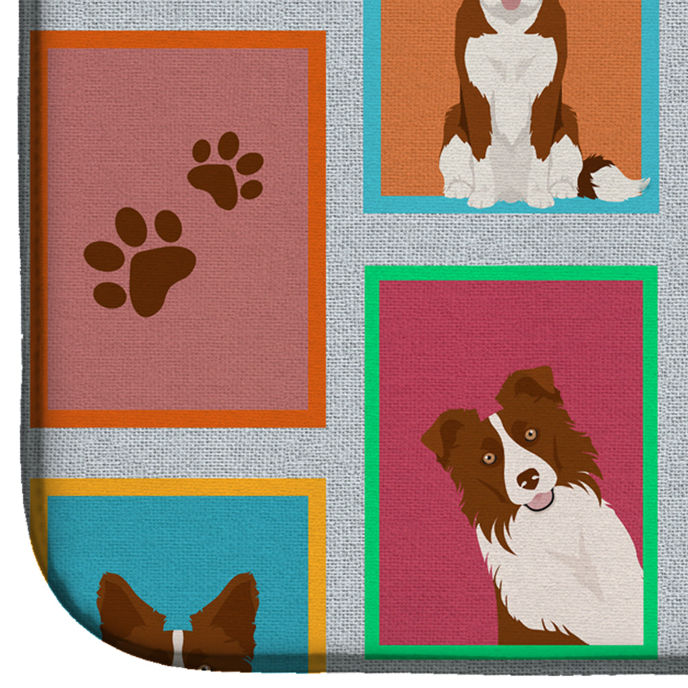 Lots of Red Border Collie Dish Drying Mat Absorbent Dish Drying Mat Pad for Kitchen Counter Dish Drainer Mat for Countertop, 14 x 21", Multicolor