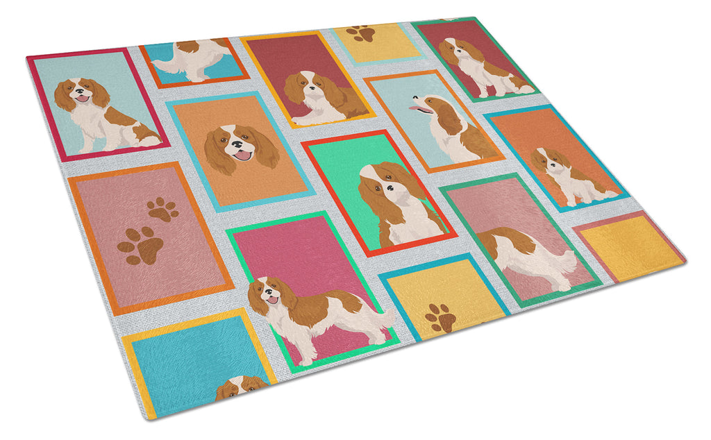 Lots of Blenheim Cavalier Spaniel Cutting Board Tempered Glass Kitchen Cutting Surface, Heat Resistant Chopping, Non-Slip Feet, Food Prep & Serving