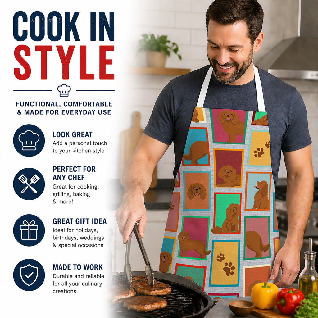 Lots of Ruby Cavalier Spaniel Apron Cooking Kitchen Server Baking Crafts Gardening for Adult Women Men, Unisex, Large, Multicolor
