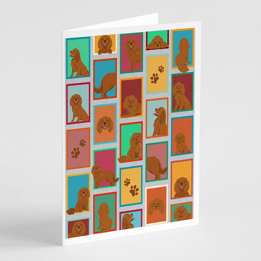 Lots of Ruby Cavalier Spaniel Greeting Cards Pack of 8 Blank Cards with Envelopes Whimsical A7 Size 5x7