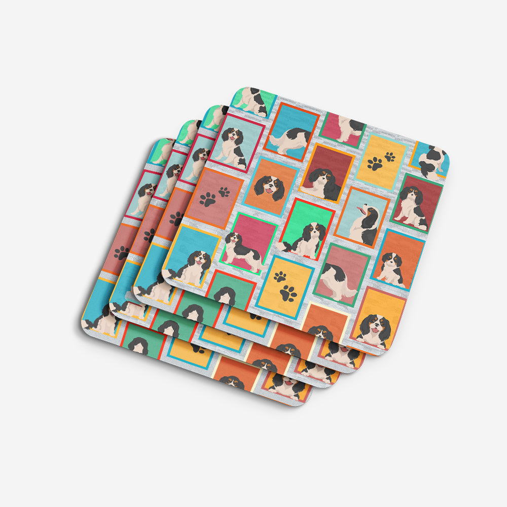 Lots of Tricolor Cavalier Spaniel Foam Coasters Set of 4 Cup Coasters for Indoor Outdoor, Tabletop Protection, Anti Slip, Mouse pad Material