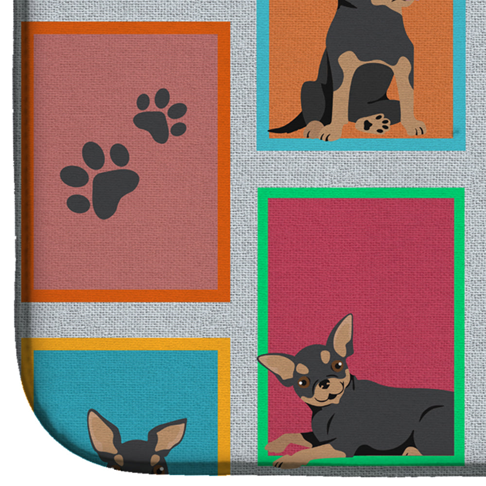 Lots of Black and Tan Chihuahua Dish Drying Mat Absorbent Dish Drying Mat Pad for Kitchen Counter Dish Drainer Mat for Countertop, 14 x 21", Multicolor