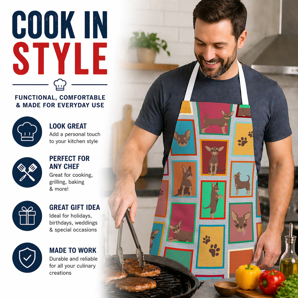 Lots of Chocolate Chihuahua Apron Cooking Kitchen Server Baking Crafts Gardening for Adult Women Men, Unisex, Large, Multicolor
