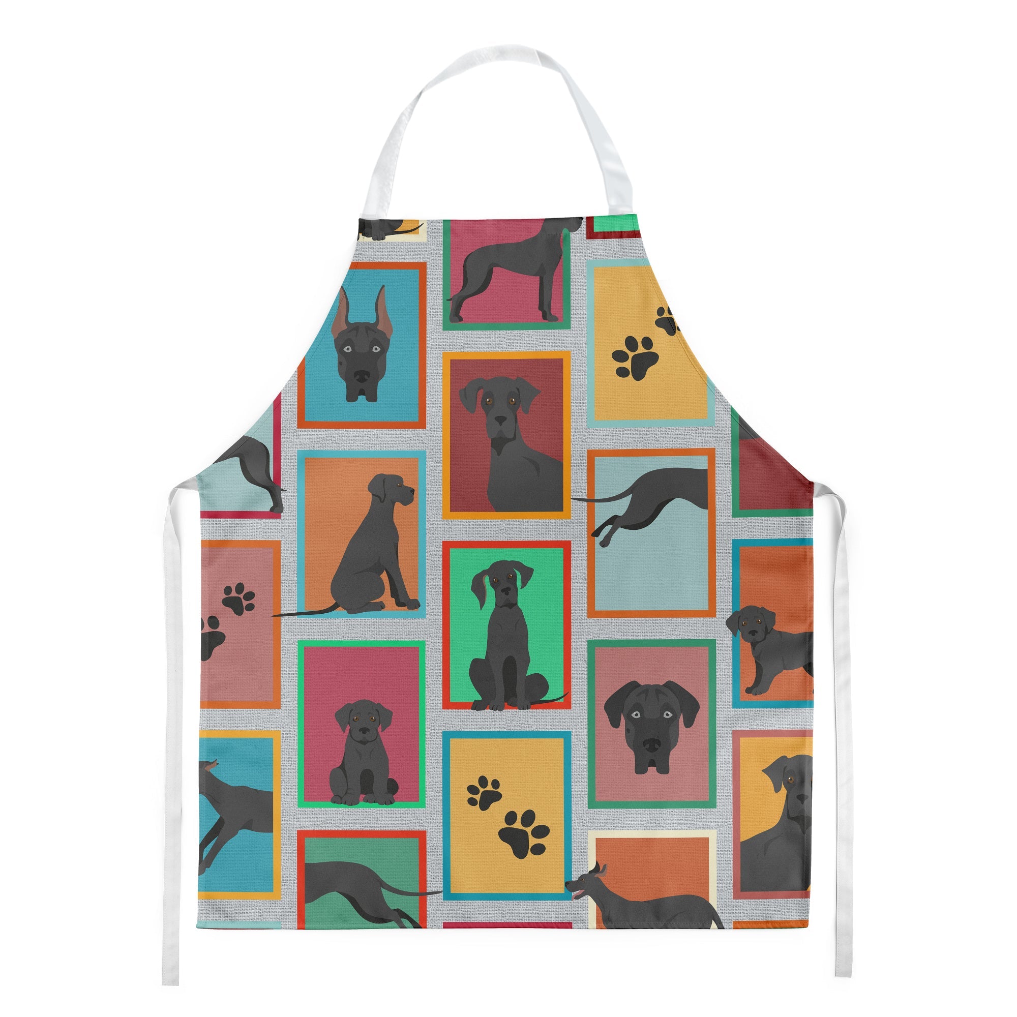 Lots of Black Great Dane Apron Cooking Kitchen Server Baking Crafts Gardening for Adult Women Men, Unisex, Large, Multicolor