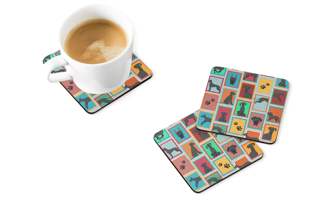 Lots of Black Great Dane Foam Coasters Set of 4 Cup Coasters for Indoor Outdoor, Tabletop Protection, Anti Slip, Mouse pad Material