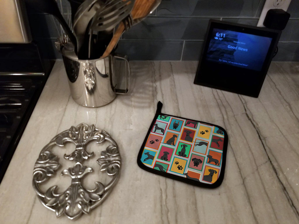 Lots of Black Great Dane Pot Holder Set of 2 Heat Resistant Quilted Hot Pads 7.5 x 7.5 Inch, Insulated Kitchen Trivets for Cooking & Baking
