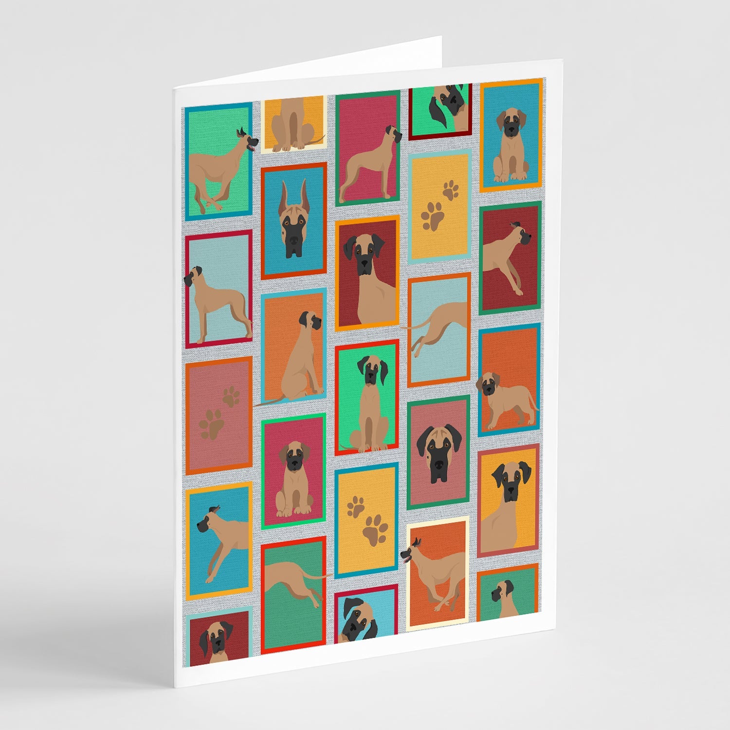 Lots of Fawn Great Dane Greeting Cards Pack of 8 Blank Cards with Envelopes Whimsical A7 Size 5x7