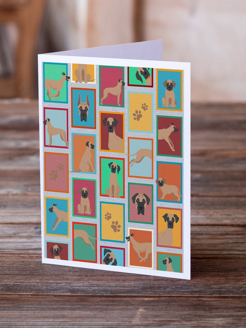 Lots of Fawn Great Dane Greeting Cards Pack of 8 Blank Cards with Envelopes Whimsical A7 Size 5x7