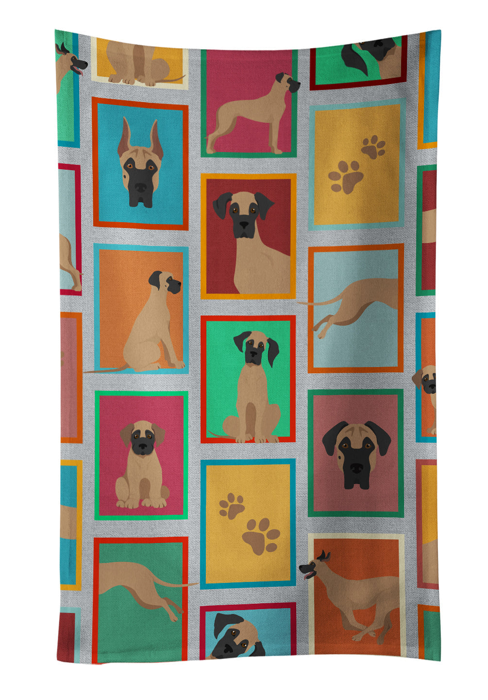 Lots of Fawn Great Dane Kitchen Towel Velour Plush Front and Cotton Loop Back Machine Washable