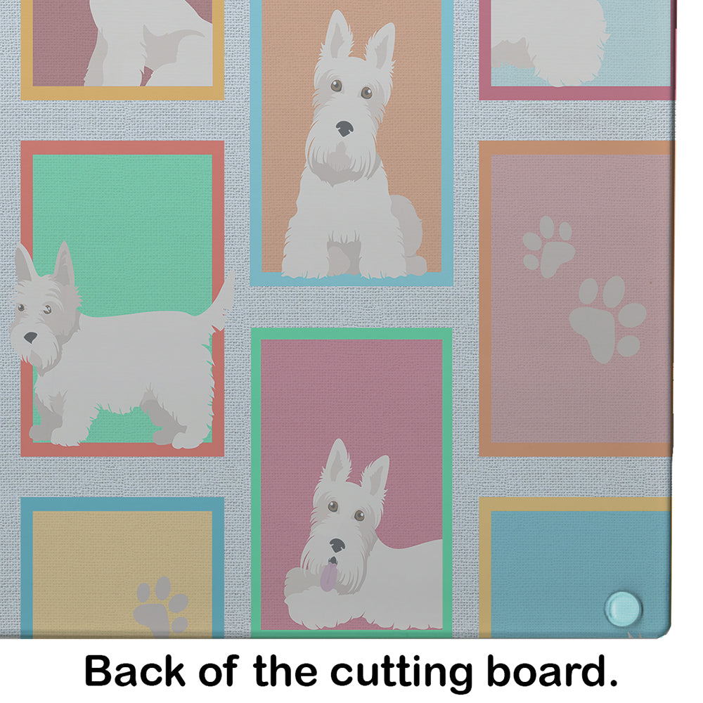 Lots of Wheaten Scottish Terrier Cutting Board Tempered Glass Kitchen Cutting Surface, Heat Resistant Chopping, Non-Slip Feet, Food Prep & Serving