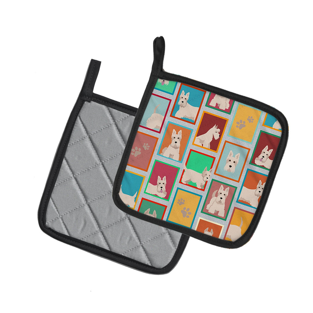Lots of Wheaten Scottish Terrier Pot Holder Set of 2 Heat Resistant Quilted Hot Pads 7.5 x 7.5 Inch, Insulated Kitchen Trivets for Cooking & Baking