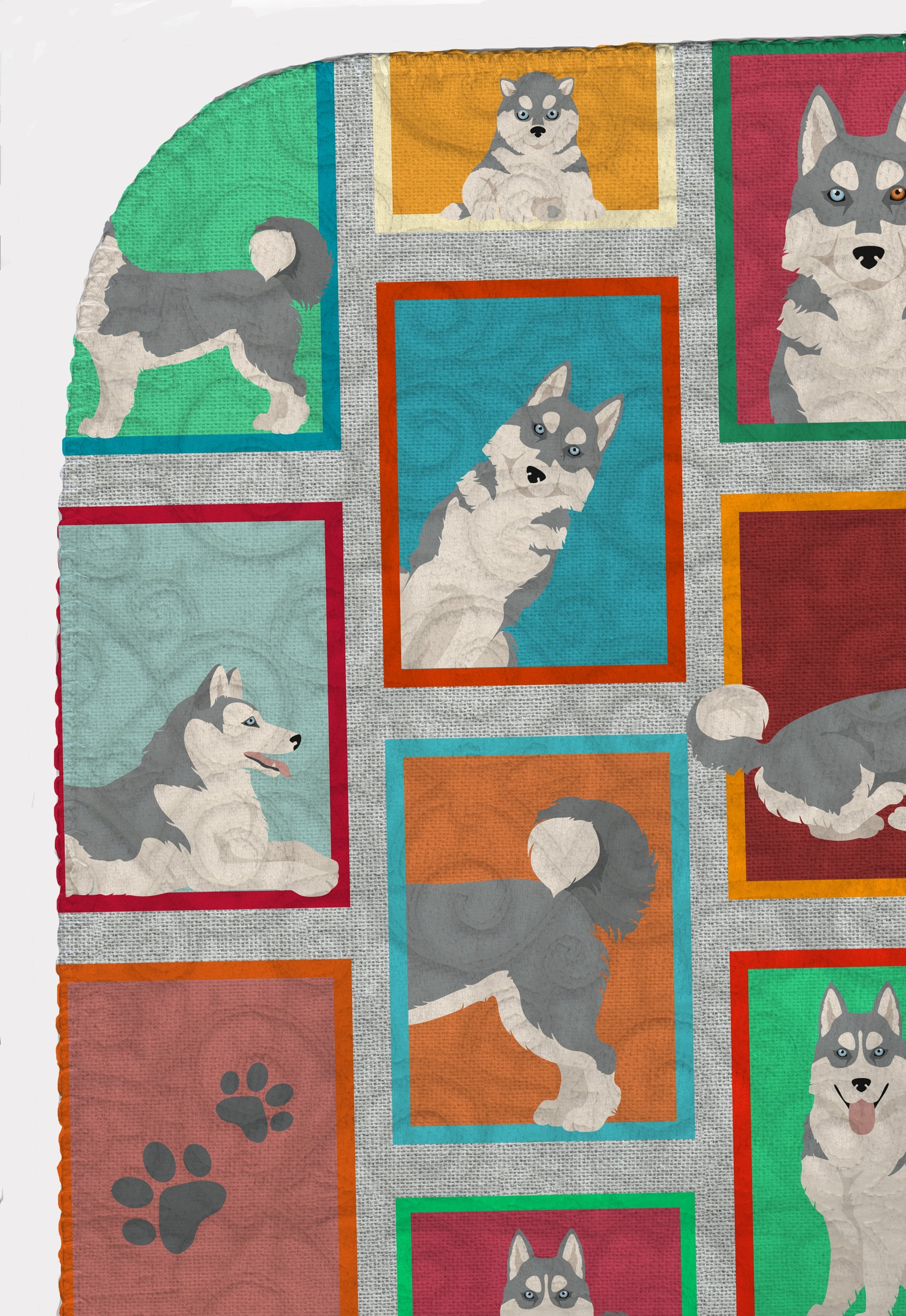 Lots of Grey Siberian Husky Quilted Blanket 50x60 Artwork Pattern Quilted Throw Blanket for Bed, Couch, Sofa, Soft and Lightweight