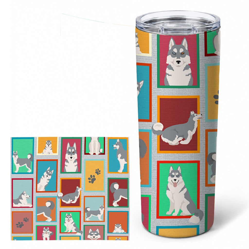 Lots of Grey Siberian Husky Stainless Steel Skinny Tumbler 20 oz Vacuum Double Walled Reusable Insulated Travel Cup