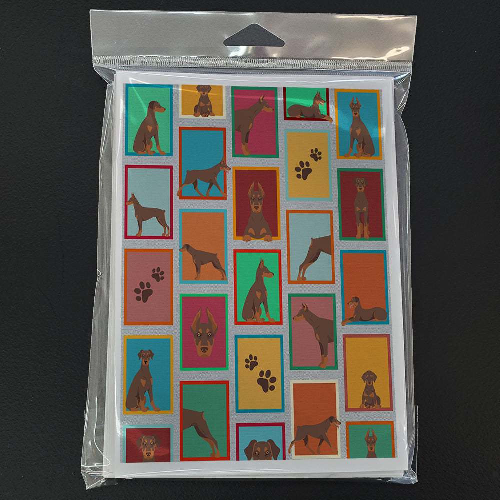 Lots of Red Doberman Pinscher Greeting Cards Pack of 8 Blank Cards with Envelopes Whimsical A7 Size 5x7