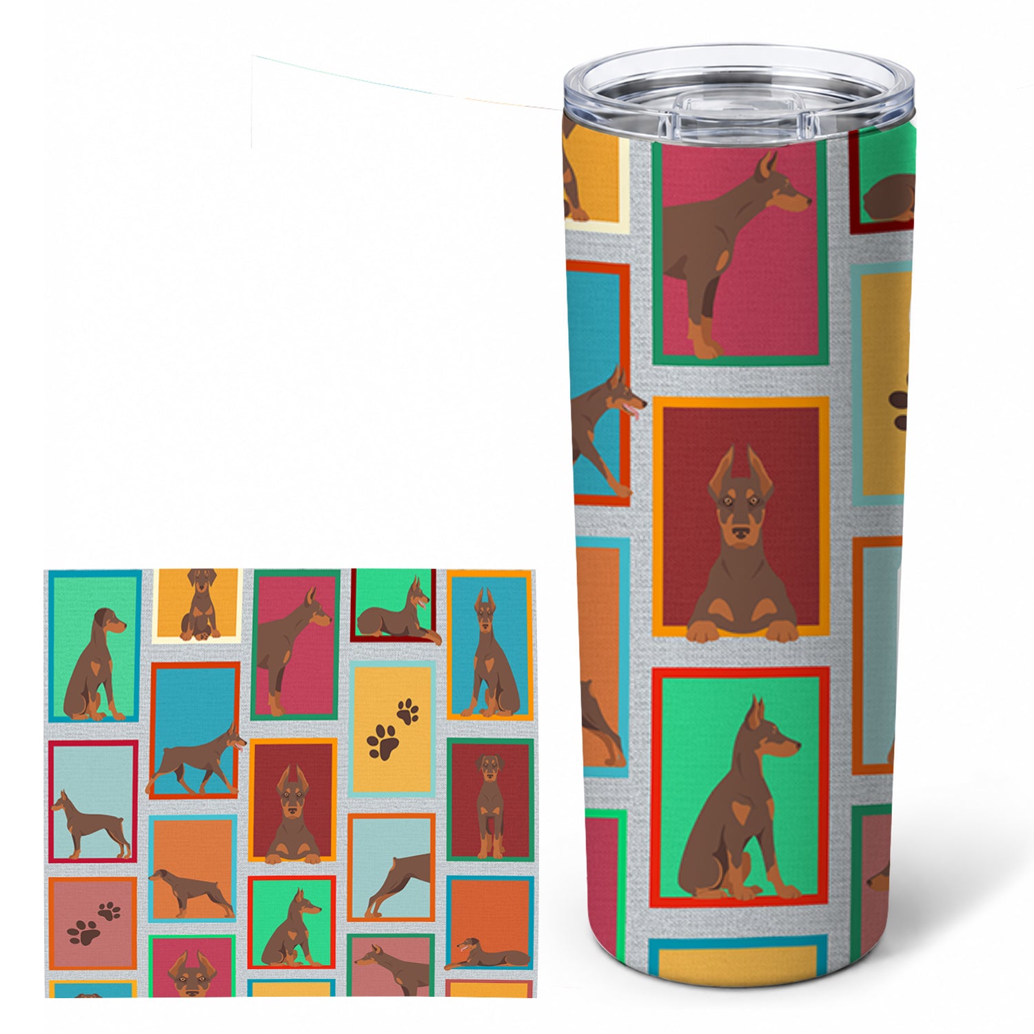 Lots of Red Doberman Pinscher Stainless Steel Skinny Tumbler 20 oz Vacuum Double Walled Reusable Insulated Travel Cup