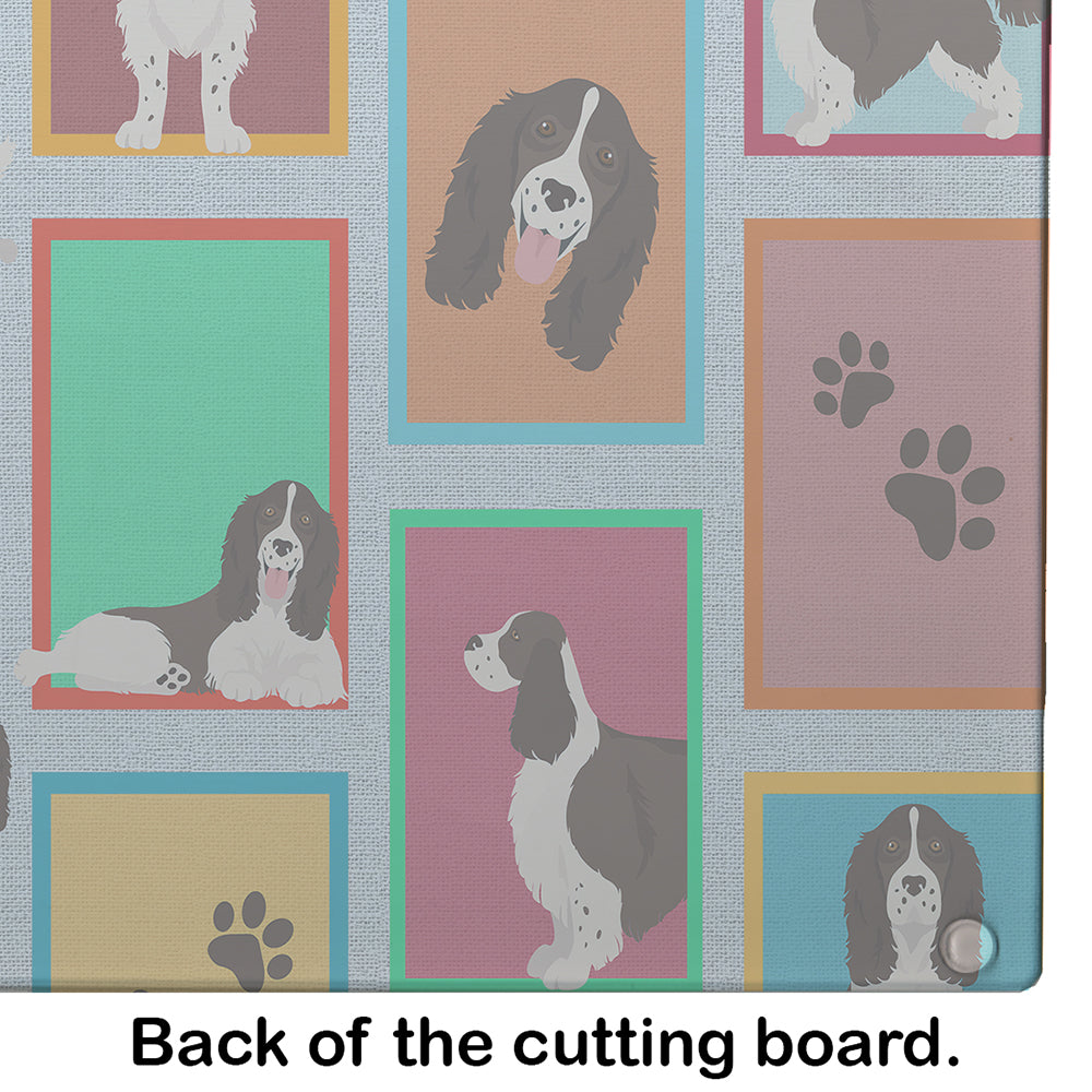 Lots of Liver English Springer Spaniel Cutting Board Tempered Glass Kitchen Cutting Surface, Heat Resistant Chopping, Non-Slip Feet, Food Prep & Serving