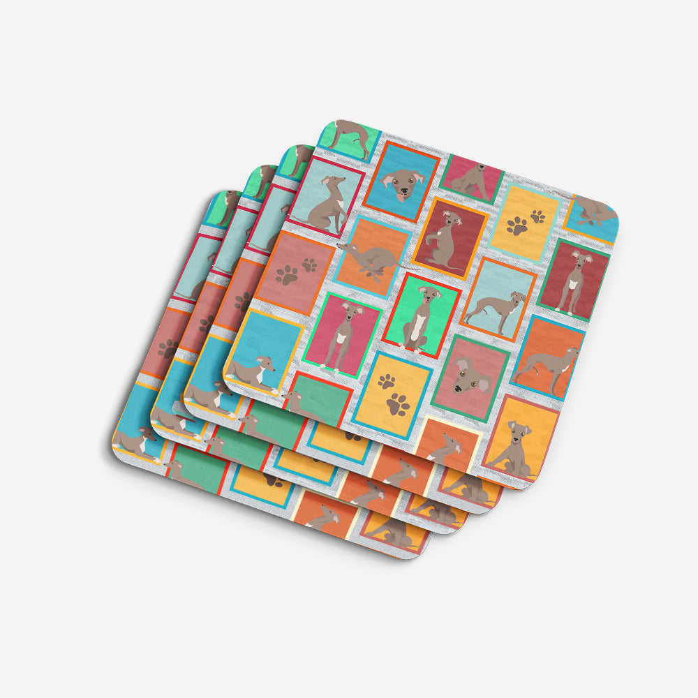 Lots of Fawn Italian Greyhound Foam Coasters Set of 4 Cup Coasters for Indoor Outdoor, Tabletop Protection, Anti Slip, Mouse pad Material