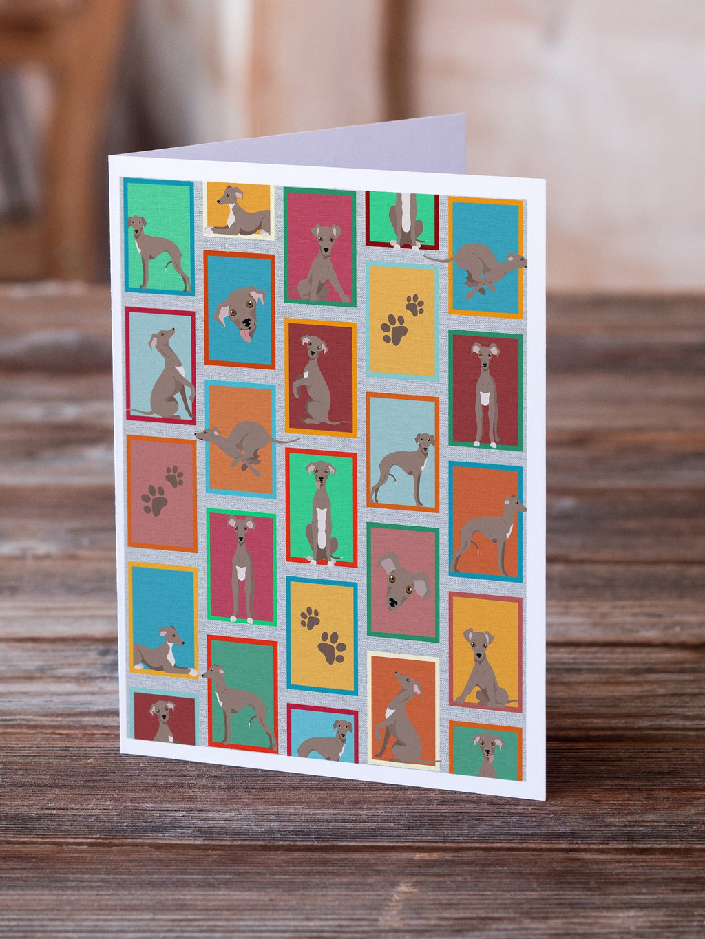 Lots of Fawn Italian Greyhound Greeting Cards Pack of 8 Blank Cards with Envelopes Whimsical A7 Size 5x7