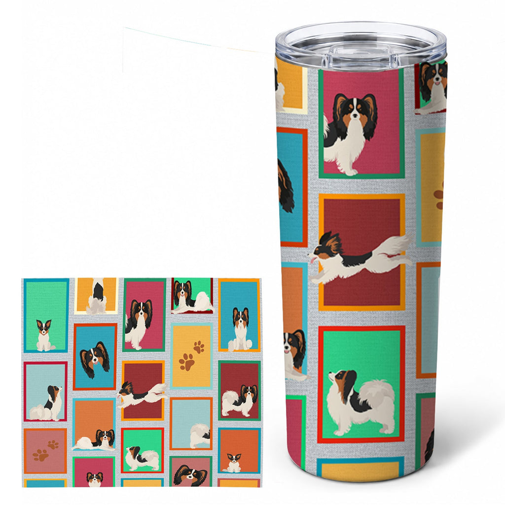 Lots of Tricolor Papillon Stainless Steel Skinny Tumbler 20 oz Vacuum Double Walled Reusable Insulated Travel Cup