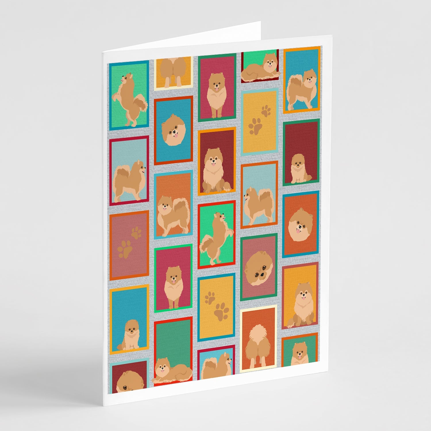 Lots of Orange Pomeranian Greeting Cards Pack of 8 Blank Cards with Envelopes Whimsical A7 Size 5x7