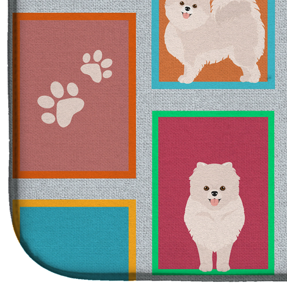 Lots of White Pomeranian Dish Drying Mat Absorbent Dish Drying Mat Pad for Kitchen Counter Dish Drainer Mat for Countertop, 14 x 21", Multicolor