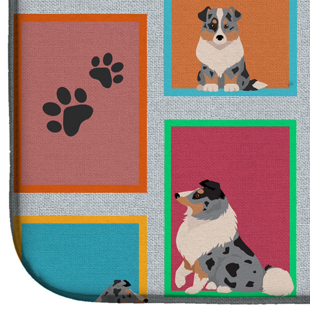 Lots of Blue Merle Sheltie Dish Drying Mat Absorbent Dish Drying Mat Pad for Kitchen Counter Dish Drainer Mat for Countertop, 14 x 21", Multicolor