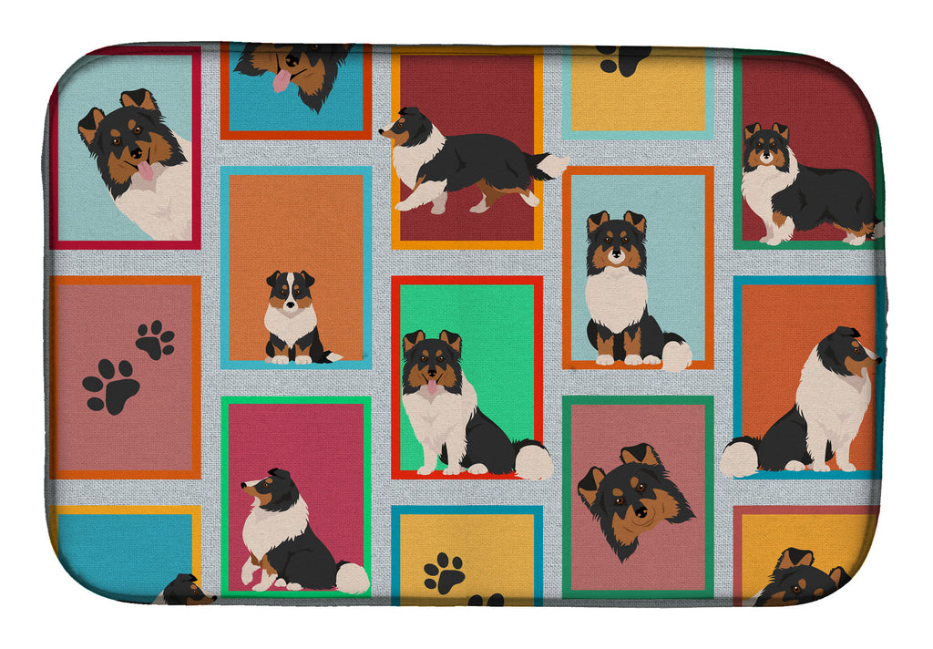 Lots of Tricolor Sheltie Dish Drying Mat Absorbent Dish Drying Mat Pad for Kitchen Counter Dish Drainer Mat for Countertop, 14 x 21", Multicolor