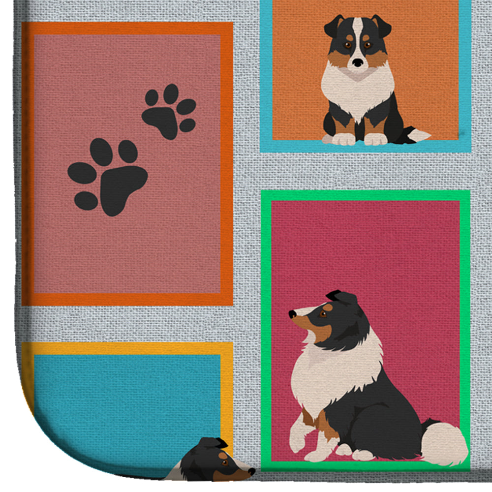 Lots of Tricolor Sheltie Dish Drying Mat Absorbent Dish Drying Mat Pad for Kitchen Counter Dish Drainer Mat for Countertop, 14 x 21", Multicolor