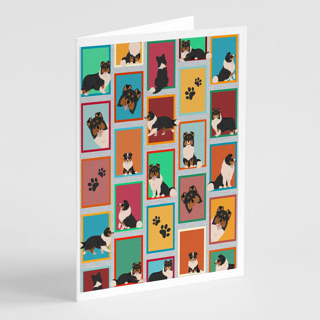 Lots of Tricolor Sheltie Greeting Cards Pack of 8 Blank Cards with Envelopes Whimsical A7 Size 5x7