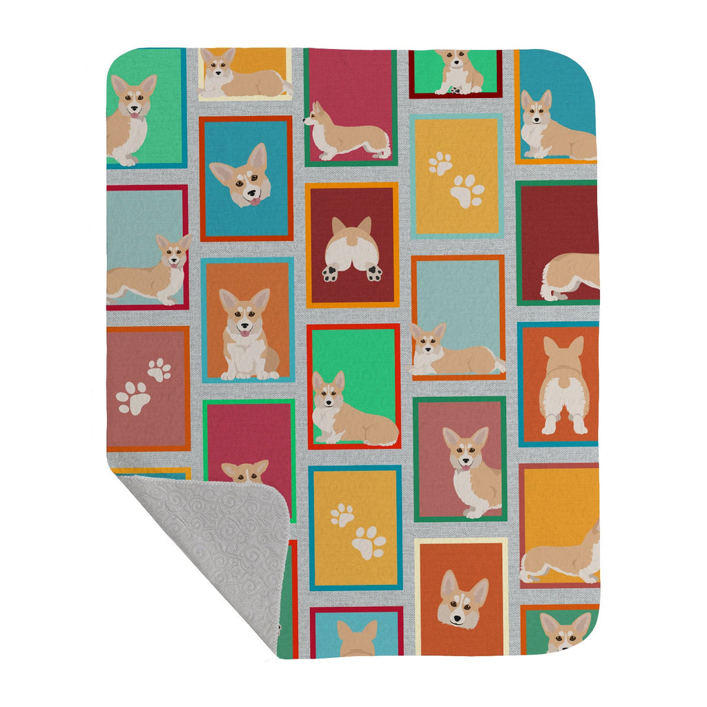 Lots of Fawn Pembroke Corgi Quilted Blanket 50x60 Artwork Pattern Quilted Throw Blanket for Bed, Couch, Sofa, Soft and Lightweight