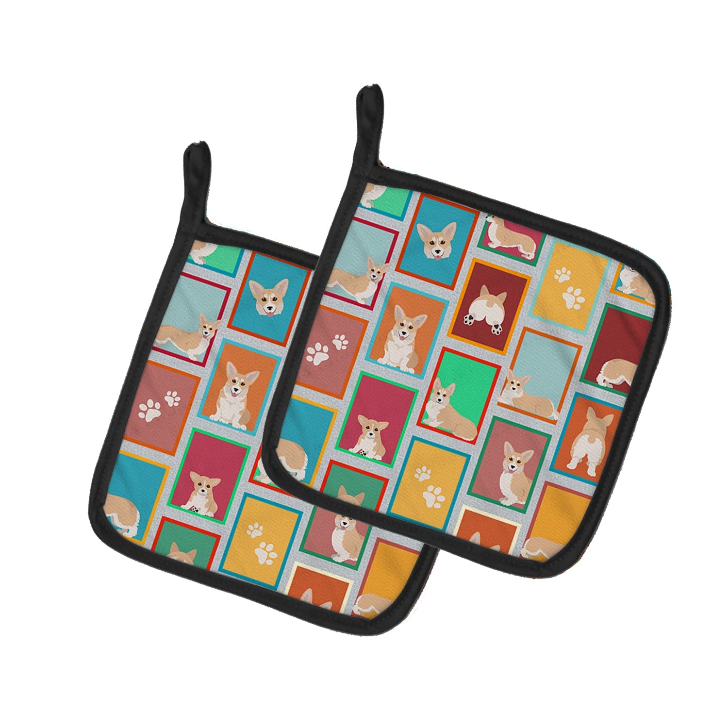 Lots of Fawn Pembroke Corgi Pot Holder Set of 2 Heat Resistant Quilted Hot Pads 7.5 x 7.5 Inch, Insulated Kitchen Trivets for Cooking & Baking