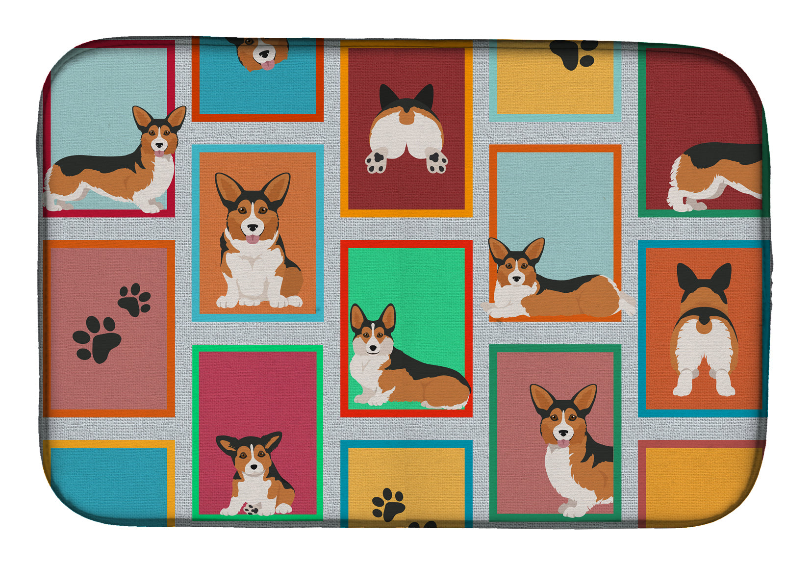 Lots of Sable Pembroke Corgi Dish Drying Mat Absorbent Dish Drying Mat Pad for Kitchen Counter Dish Drainer Mat for Countertop, 14 x 21", Multicolor
