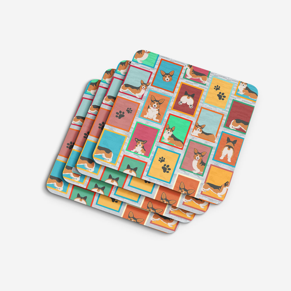 Lots of Sable Pembroke Corgi Foam Coasters Set of 4 Cup Coasters for Indoor Outdoor, Tabletop Protection, Anti Slip, Mouse pad Material