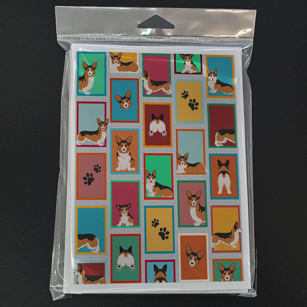 Lots of Sable Pembroke Corgi Greeting Cards Pack of 8 Blank Cards with Envelopes Whimsical A7 Size 5x7