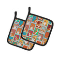 Lots of Red Cardigan Corgi Pot Holder Set of 2 Heat Resistant Quilted Hot Pads 7.5 x 7.5 Inch, Insulated Kitchen Trivets for Cooking & Baking