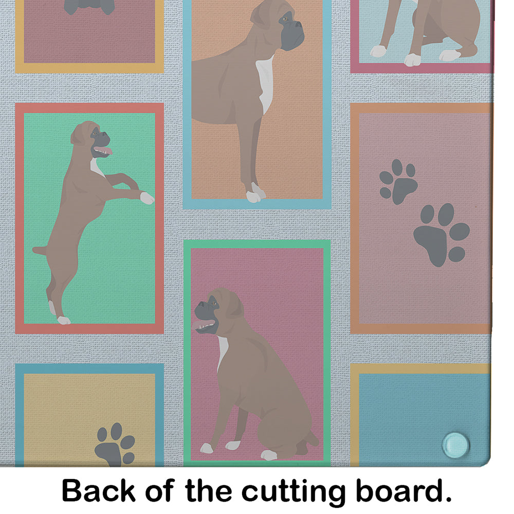 Lots of Black Face Boxer Cutting Board Tempered Glass Kitchen Cutting Surface, Heat Resistant Chopping, Non-Slip Feet, Food Prep & Serving