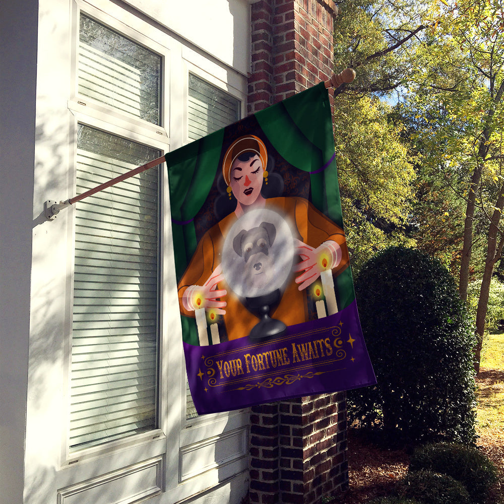 Schnauzer Halloween House Flag 28x40 Porch Sleeve Pole Decorative Outside Yard Banner Artwork Wall Hanging, Polyester
