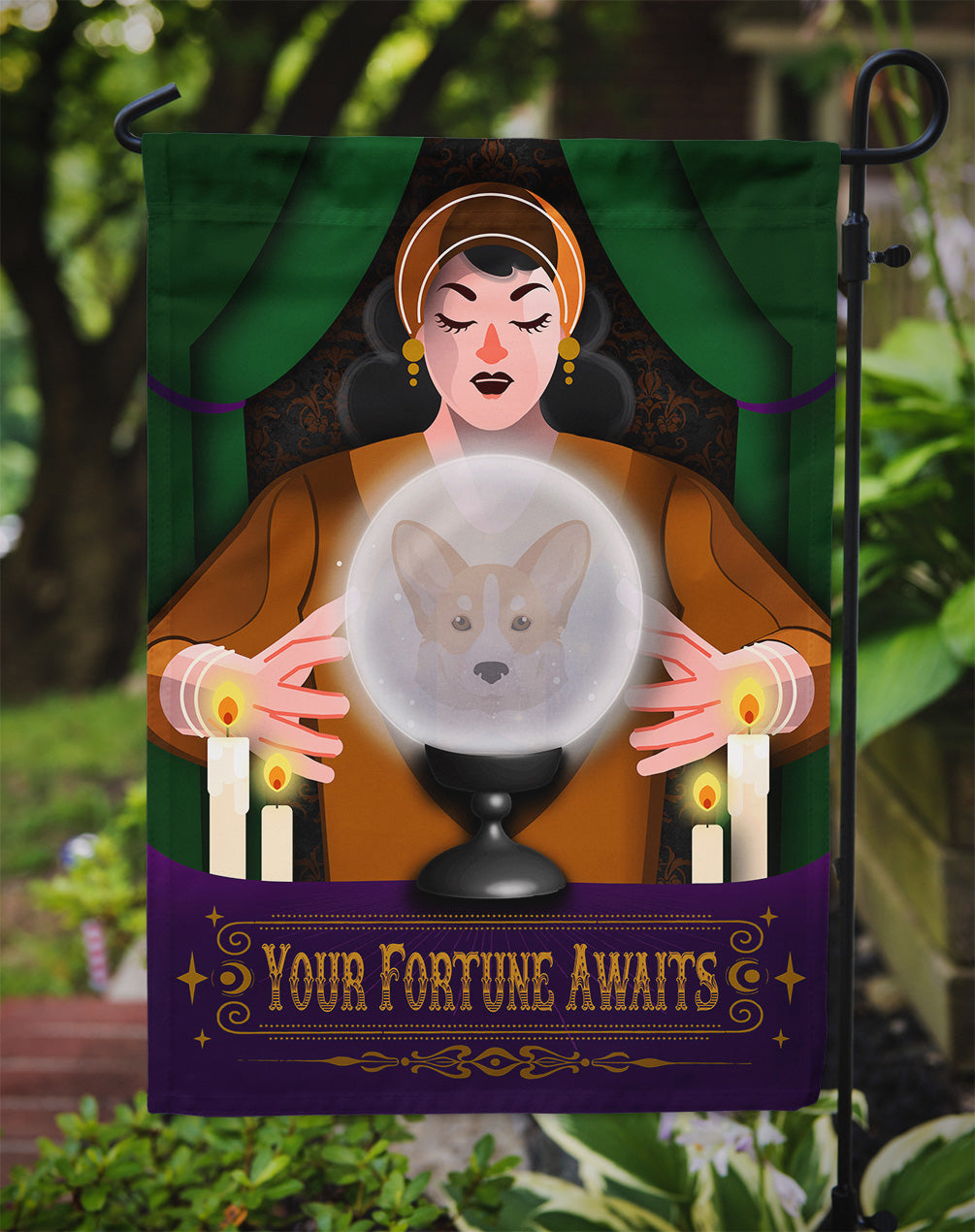 Cardigan Corgi Halloween Garden Flag Mailbox Decorative Yard Banner Outside Patio Artwork for Flower Beds, Garden Size, Multicolor