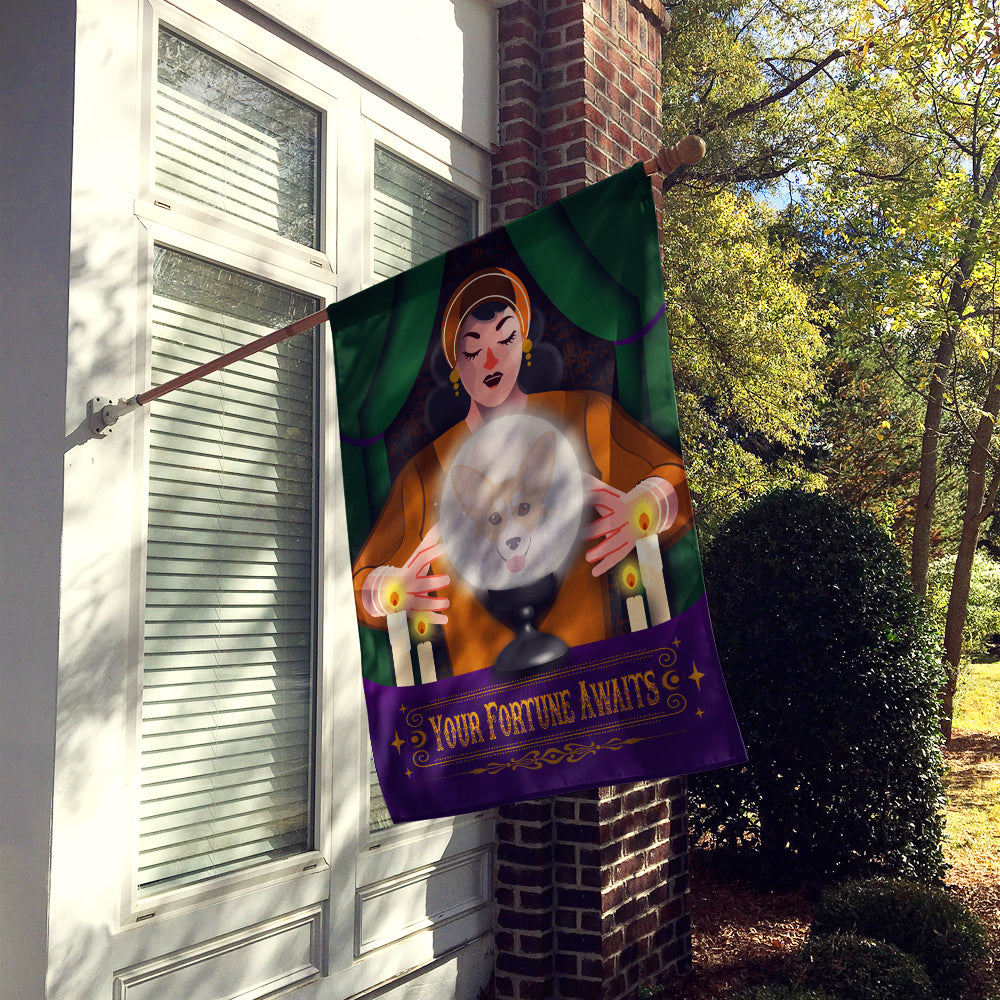 Pembroke Corgi Halloween House Flag 28x40 Porch Sleeve Pole Decorative Outside Yard Banner Artwork Wall Hanging, Polyester