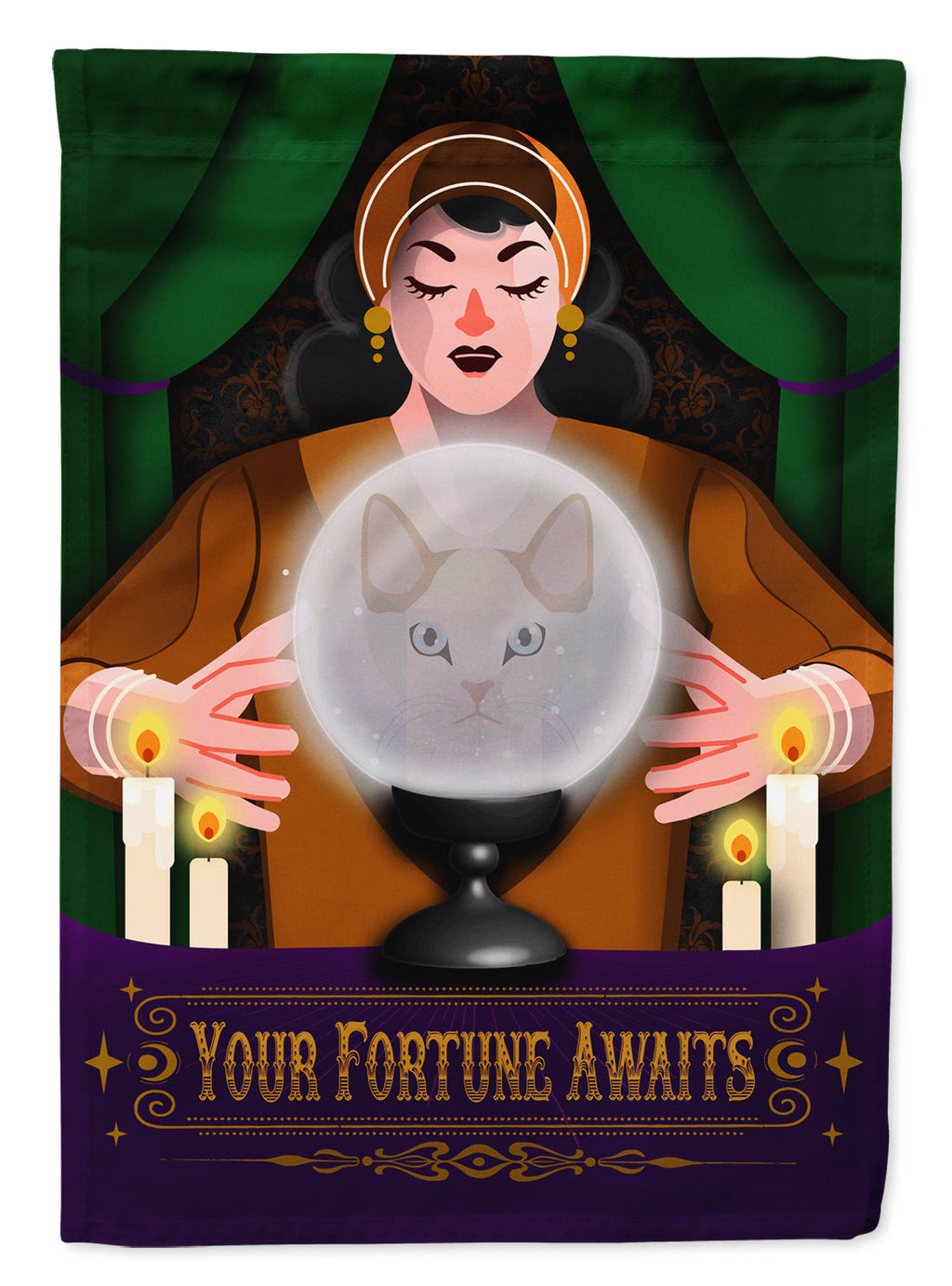 Korean Bobtail Cat Halloween Garden Flag Mailbox Decorative Yard Banner Outside Patio Artwork for Flower Beds, Garden Size, Multicolor