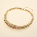 Metal Ribbed Coil Collar Statement Necklace